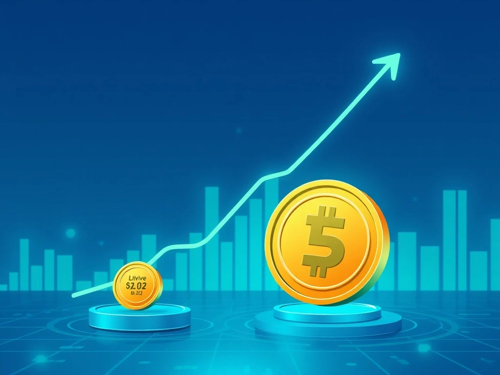 Analytical graph showing the potential growth trajectory of LivLive cryptocurrency from its $0.02 valuation.