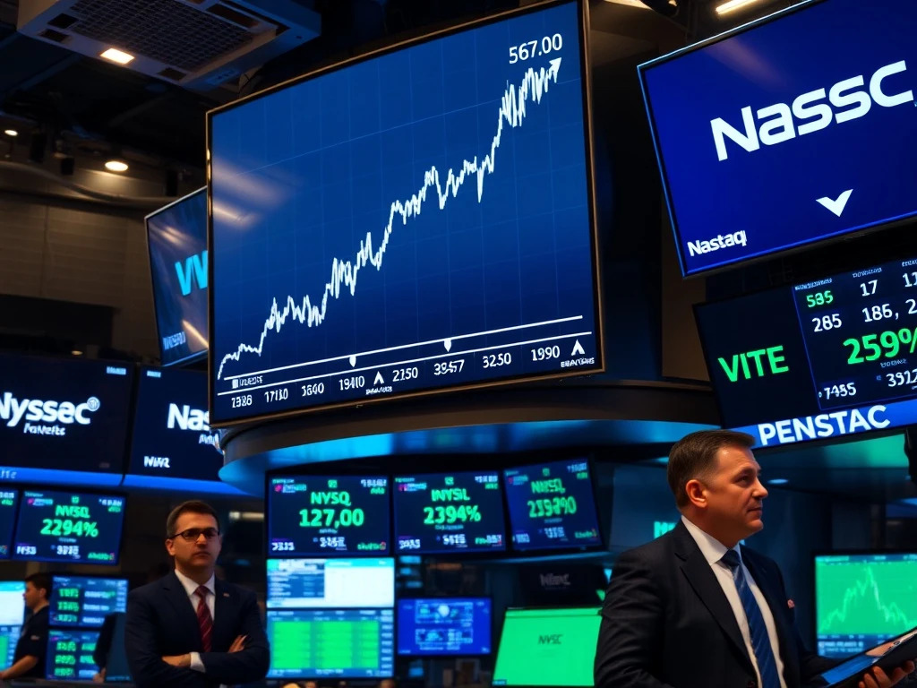 Real-time Nasdaq Composite Index chart showing significant intraday gains during trading session