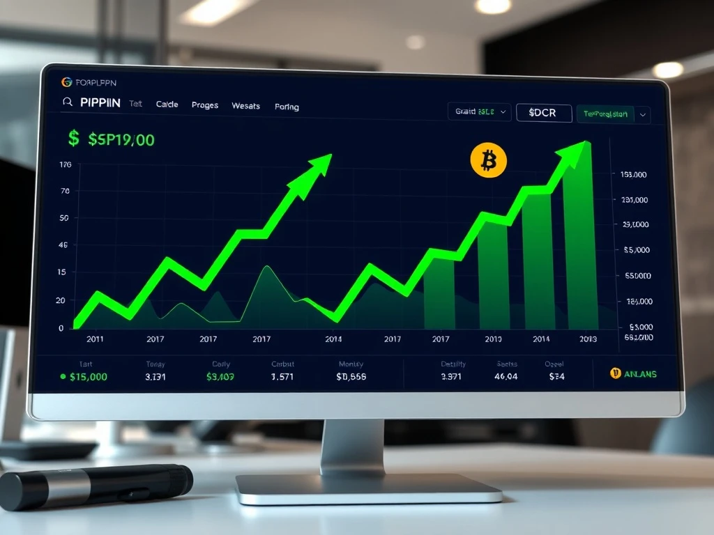 Cryptocurrency market dashboard showing $PIPPIN and $DCR leading daily gainers with significant price increases