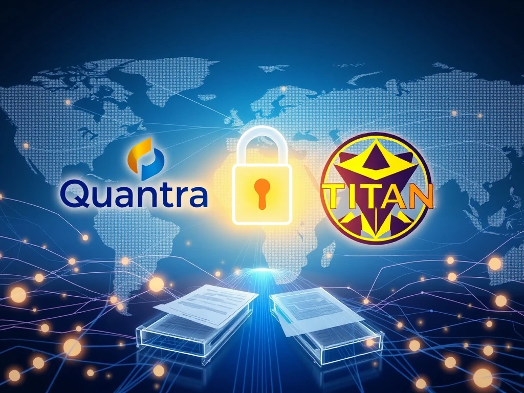 Quantra and Titan partnership merges logos for compliant crypto and real-world asset payment infrastructure.