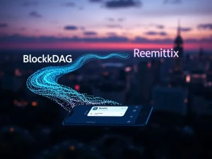 On-chain data visualization showing cryptocurrency migration from BlockDAG to Remittix network for the 300% bonus.