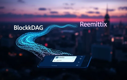 On-chain data visualization showing cryptocurrency migration from BlockDAG to Remittix network for the 300% bonus.