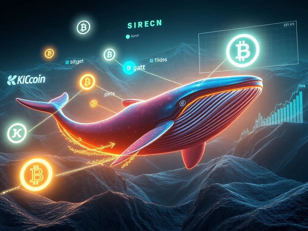 Conceptual image of a SIREN token whale transaction moving funds from major crypto exchanges.