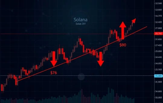 Solana technical analysis chart showing critical resistance at $90 and potential drop to $67 support level