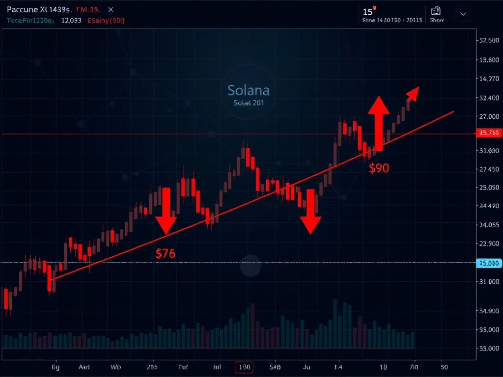 Solana technical analysis chart showing critical resistance at $90 and potential drop to $67 support level