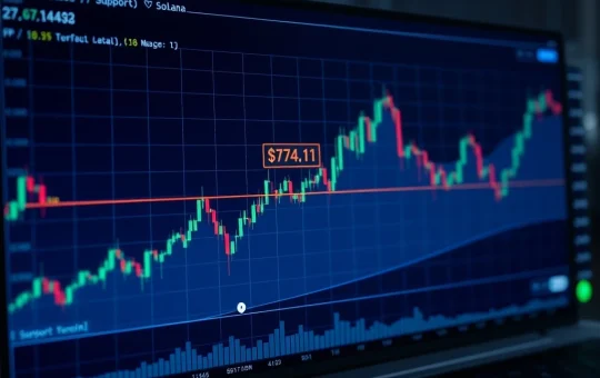 Solana technical analysis chart showing critical $74 support level and potential momentum reversal patterns