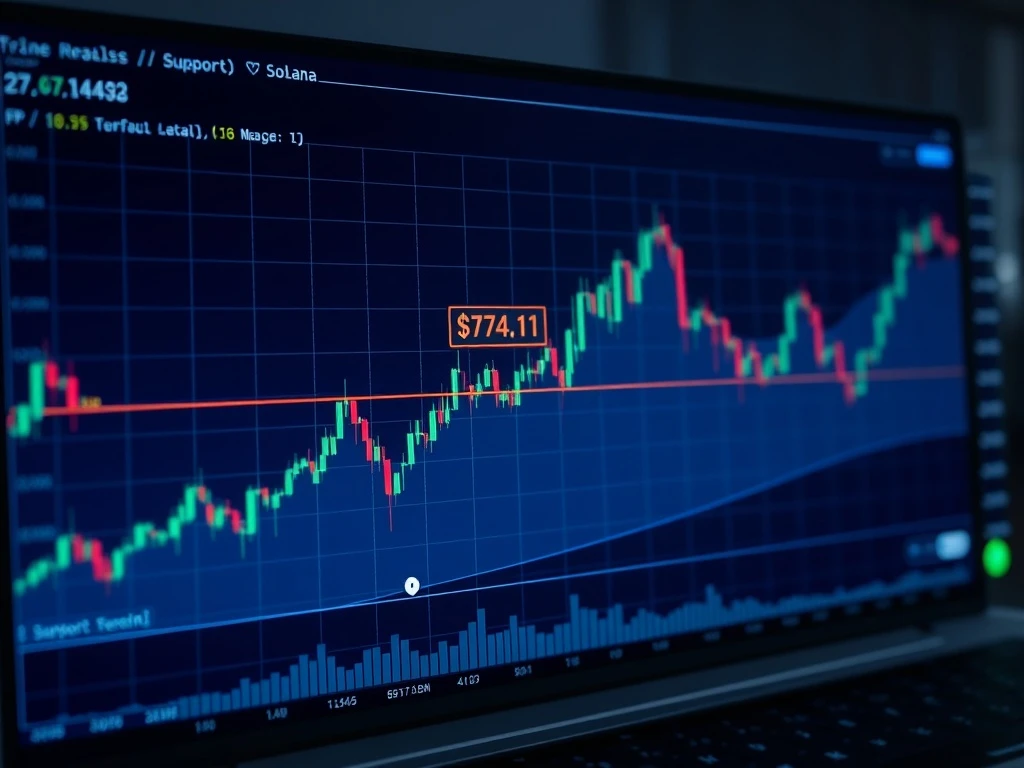 Solana technical analysis chart showing critical $74 support level and potential momentum reversal patterns