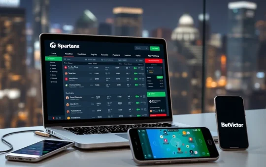 Spartans betting site interface compared to FanDuel and BetVictor on digital screens