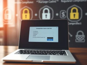 Secure sweepstakes casino verification process requiring SSN or ID for player cash-out and compliance.