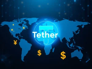 Tether CNH₮ stablecoin discontinuation and strategic market shift visualized with digital finance elements