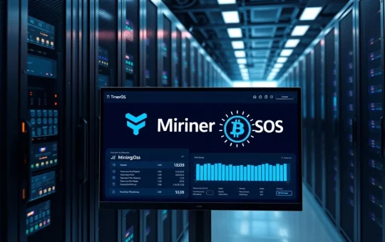 Tether's open-source MiningOS interface managing a professional Bitcoin mining operation.