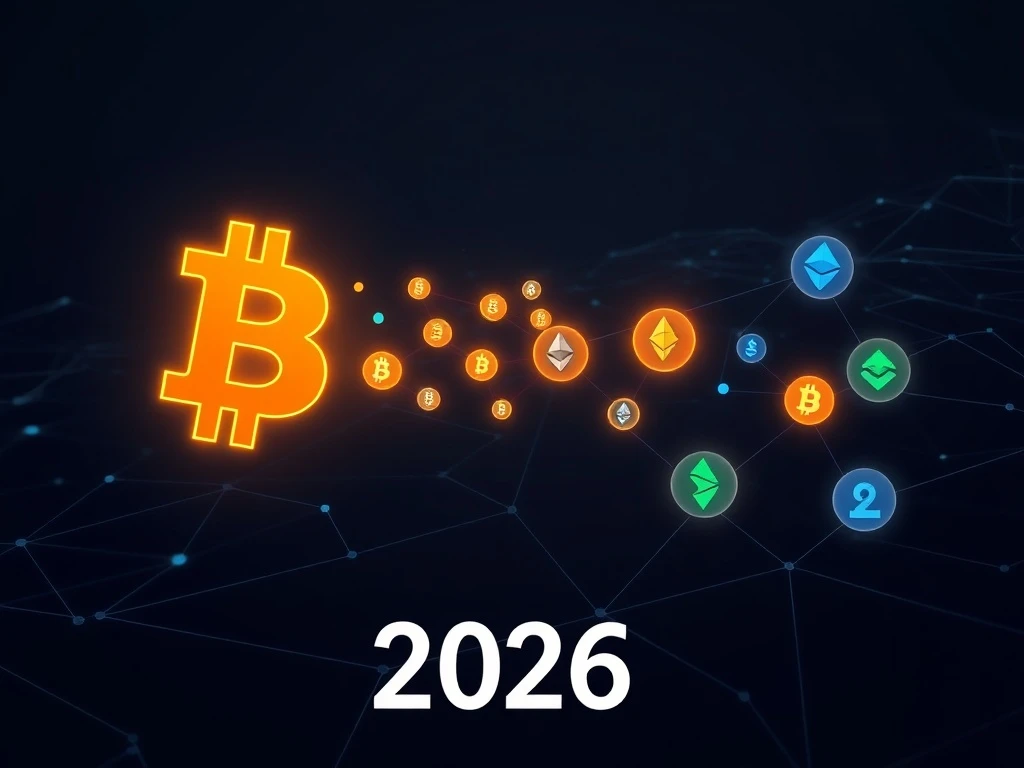 Conceptual visualization of tokenized Bitcoin bridging multiple blockchain networks for enhanced utility.