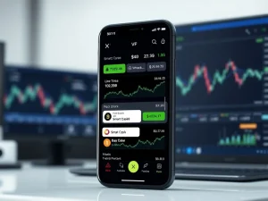 X platform's Smart Cashtags interface for integrated stock and cryptocurrency trading