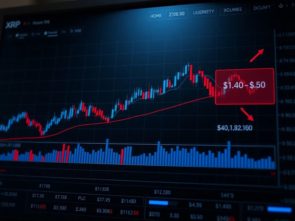 XRP price chart showing liquidity trap between $1.40 and $1.50 with weekend volume analysis