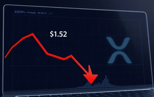 XRP price analysis chart showing potential retest to $1.52 before a decline to $1.27 support.