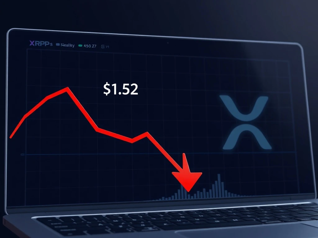XRP price analysis chart showing potential retest to $1.52 before a decline to $1.27 support.