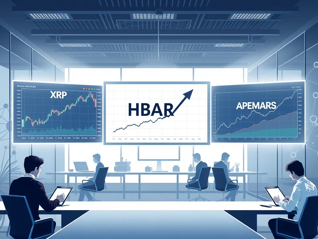 XRP price prediction analysis alongside HBAR gains and APEMARS as best crypto investment for 2026