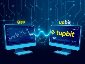 XRP whale activity analysis showing large cryptocurrency transfers between Binance and Upbit exchanges