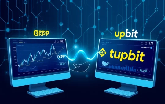 XRP whale activity analysis showing large cryptocurrency transfers between Binance and Upbit exchanges