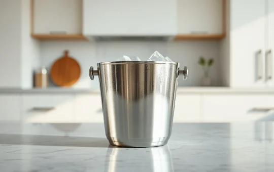 Modern stainless steel ice bucket with condensation, representing 2026 consumer trends in premium drinkware.