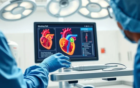 Surgeon performing a minimally invasive cardiac ablation procedure in a modern operating room.