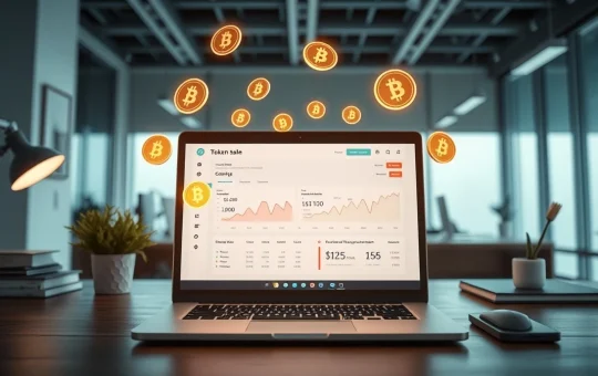 AgentVisibility.ai AI token presale dashboard on a laptop screen with blockchain visualization.