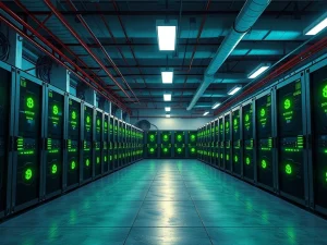 American Bitcoin mining facility interior showing operational ASIC rigs, representing the company's 2025 financial results context.