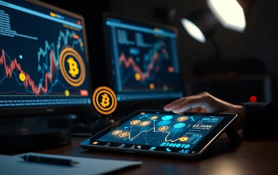 Analyst reviewing APEMARS crypto presale data and tokenomics on a digital screen.