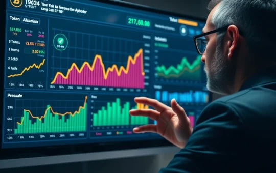 Analyst reviewing APEMARS crypto presale tokenomics and allocation data on digital interface.