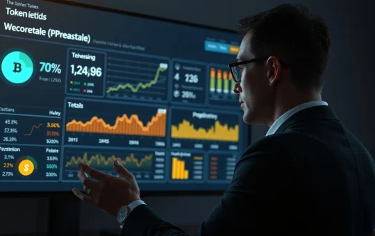 Analyst reviewing APEMARS presale token metrics and blockchain data on digital dashboard