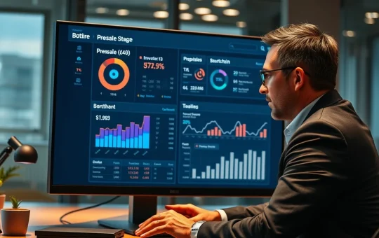 Analyst reviewing APEMARS Stage 12 presale data and tokenomics on digital dashboard