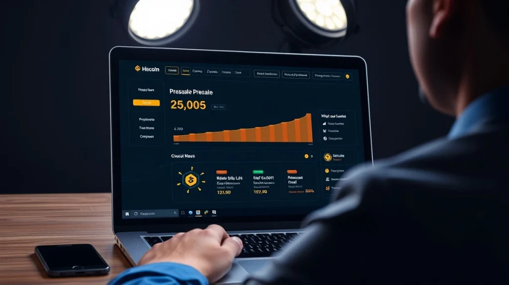 Professional view of a crypto presale dashboard for APEMARS token sale.