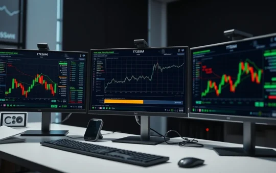 APEMARS cryptocurrency presale data displayed on trading desk monitors.