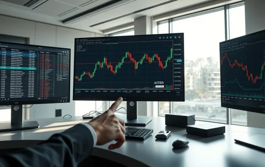 ASTER cryptocurrency Bollinger Bands volatility squeeze technical analysis chart showing narrowing bands and potential breakout pattern
