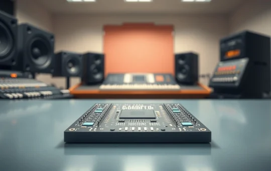 Semiconductor wafer representing audio and video IC market integration for high-fidelity technology applications.