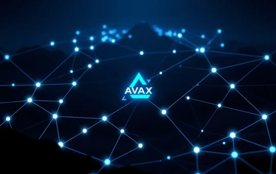 Avalanche AVAX blockchain network visualization showing upward momentum and connectivity