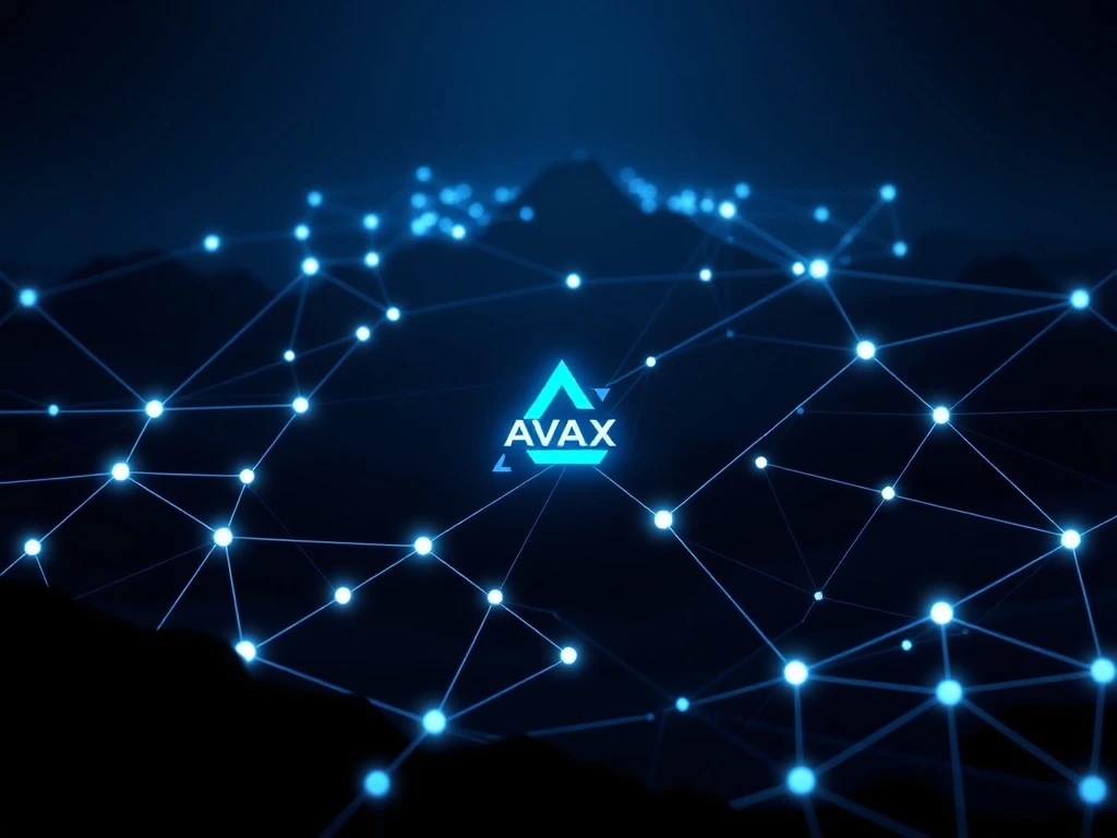 Avalanche AVAX blockchain network visualization showing upward momentum and connectivity