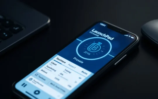 Smartphone displaying the updated Azbit crypto exchange app with presale investment features.
