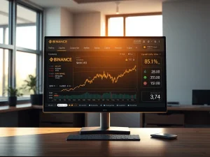 Binance exchange liquidity dashboard showing Bitcoin supply metrics and market depth charts in 2026.