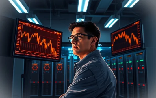 Cryptocurrency mining facility monitoring declining market data as Binance open interest hits 10-month low