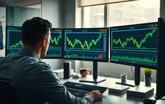Bitcoin price chart showing stability near $70,000 on a trading desk monitor.
