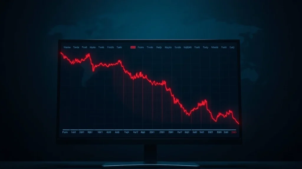 Financial chart showing Bitcoin price crash during geopolitical tensions over Iran conflict.