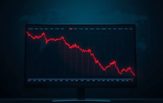 Financial chart showing Bitcoin price crash during geopolitical tensions over Iran conflict.