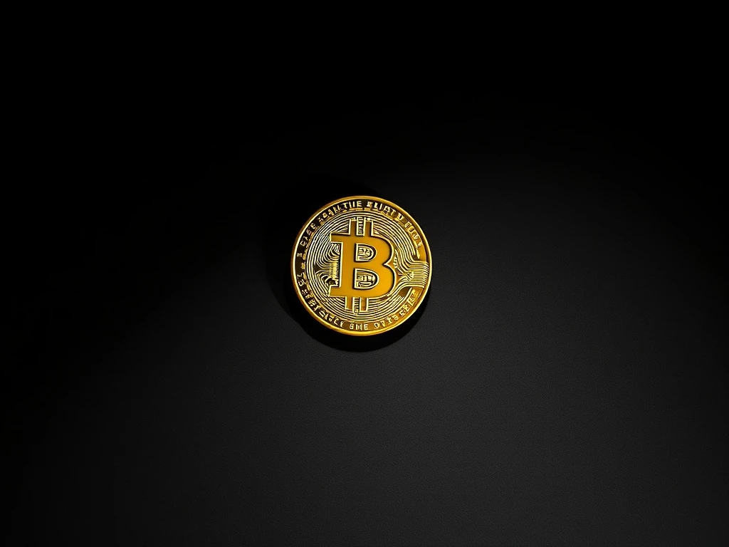 Bitcoin price crash analysis showing digital coin with downward shadow indicating potential drop to $42,000.