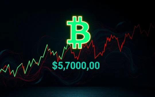 Bitcoin symbol over volatile market chart as price crosses $70,000 amid fear and FOMO.