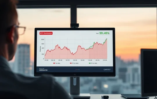 Data dashboard showing the divergence between Bitcoin dominance and the rising CryptoNewsInsights Season Index in March 2026.