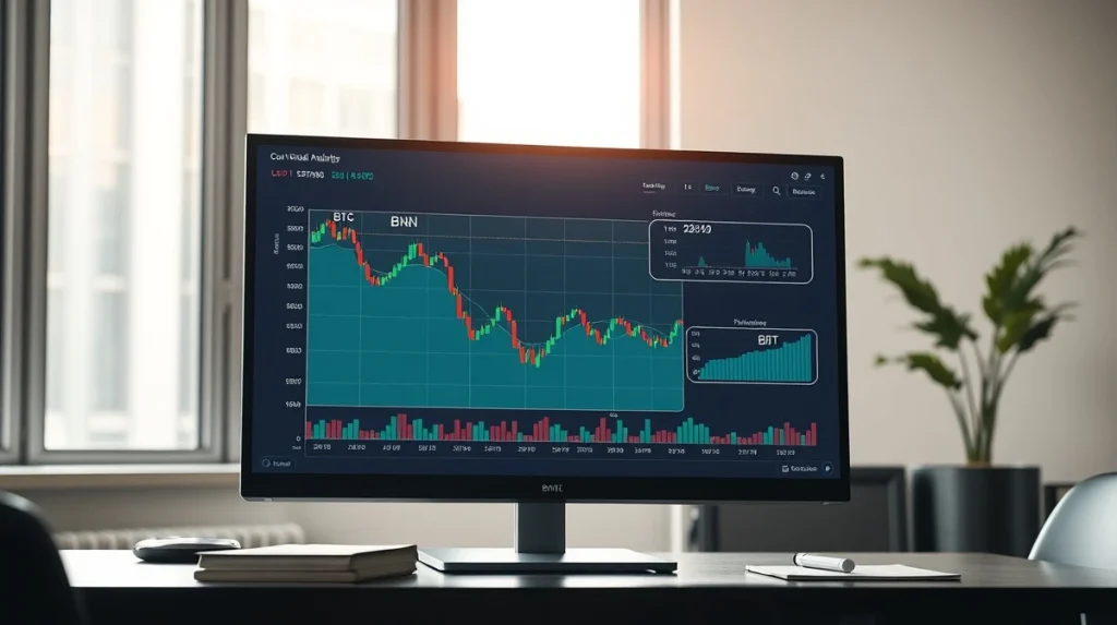 Cryptocurrency investment analysis showing Bitcoin price decline alongside BNB stability on financial data screen