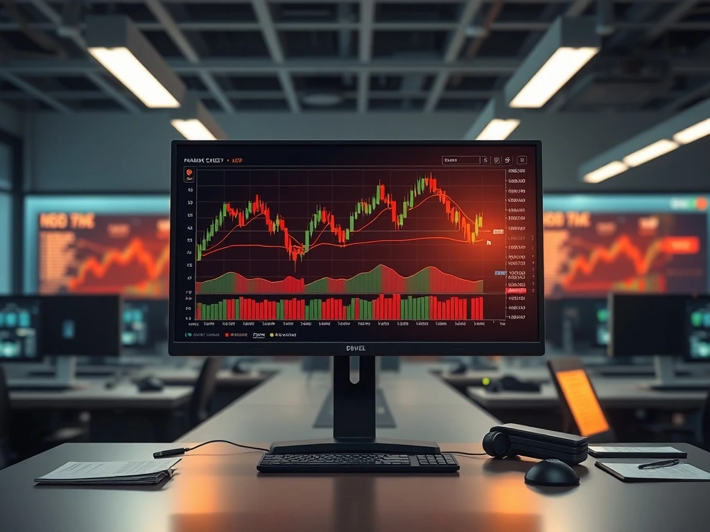 Breaking cryptocurrency and commodity market news with live Bitcoin, Ethereum, XRP, gold, and silver price charts on a trading desk monitor.