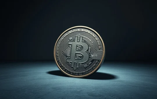 Frosted metal Bitcoin logo in dramatic light, symbolizing the bearish MACD signal and potential crypto winter.