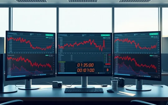 Bitcoin options expiry creates market volatility with trading desk monitoring price charts